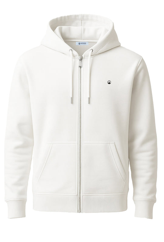 Felpa uomo con cappuccio Full Zip dresserd felpata - BIANCO