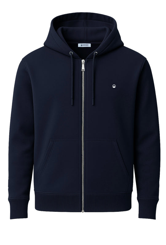 Felpa uomo con cappuccio Full Zip dresserd felpata - BLU
