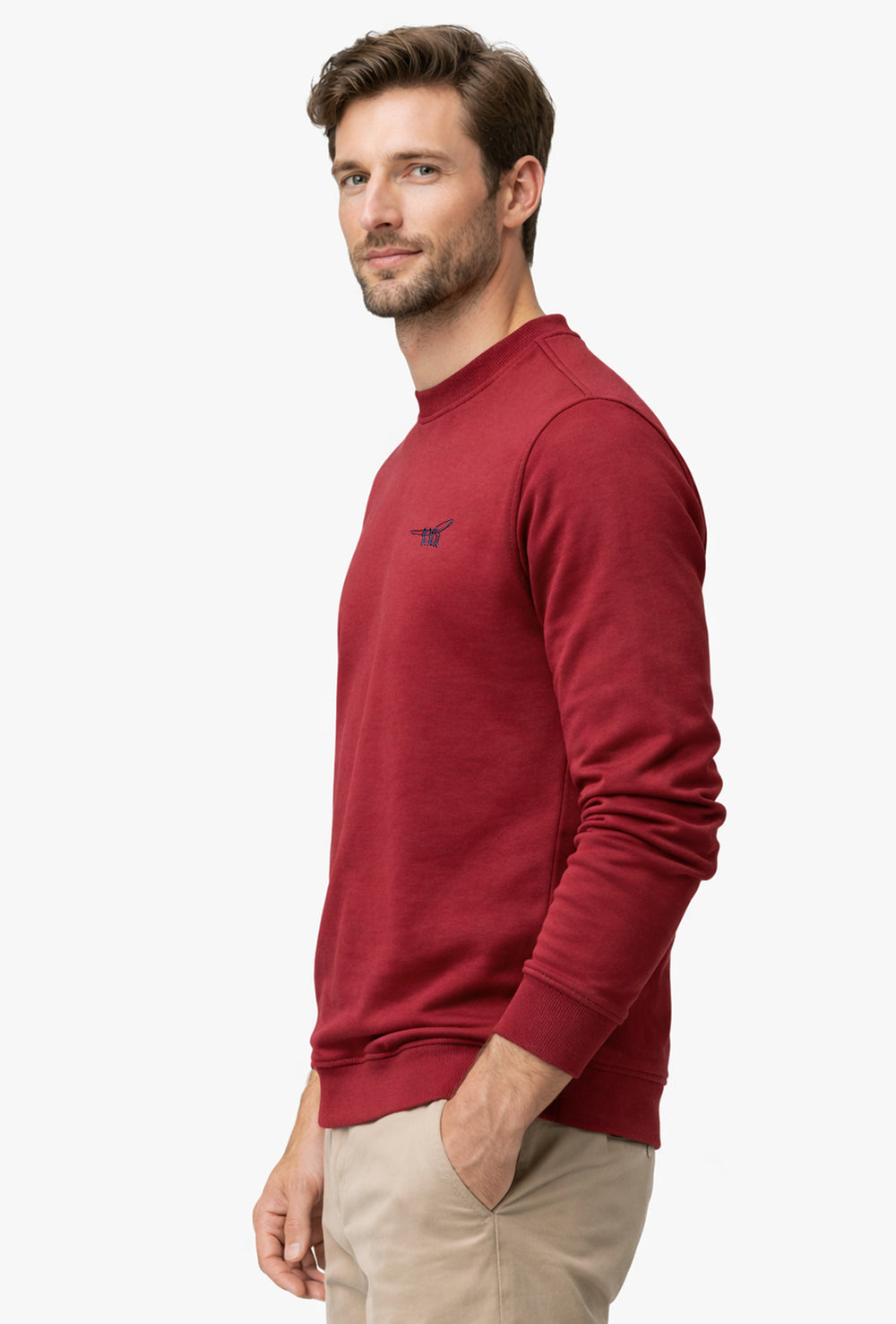 Felpa uomo Henry Cotton's girocollo leggero in cotone - BORDEAUX