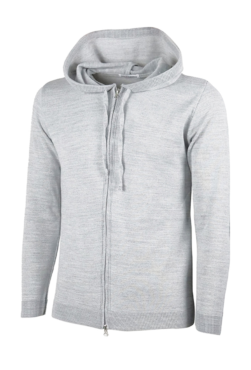 Maglia manica lunga Giacca con zip Felpa in Maglia con cappuccio - GRIGIO