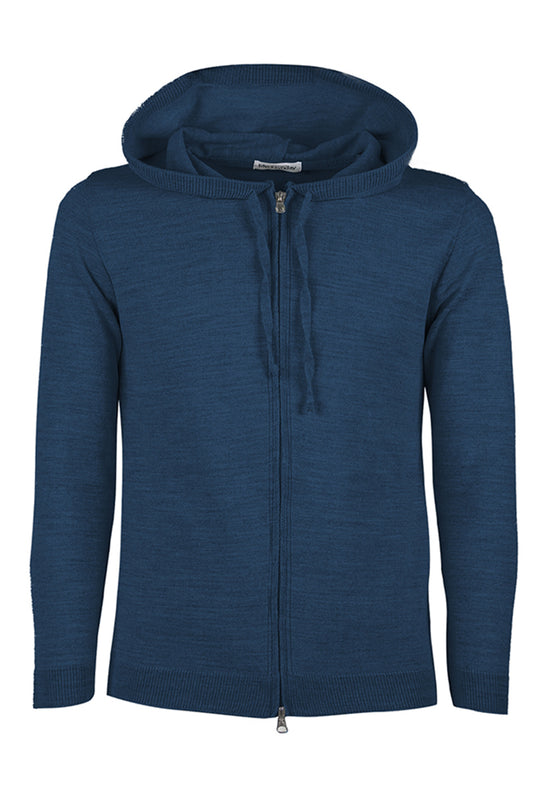 Maglia manica lunga Giacca con zip Felpa in Maglia con cappuccio - BLU