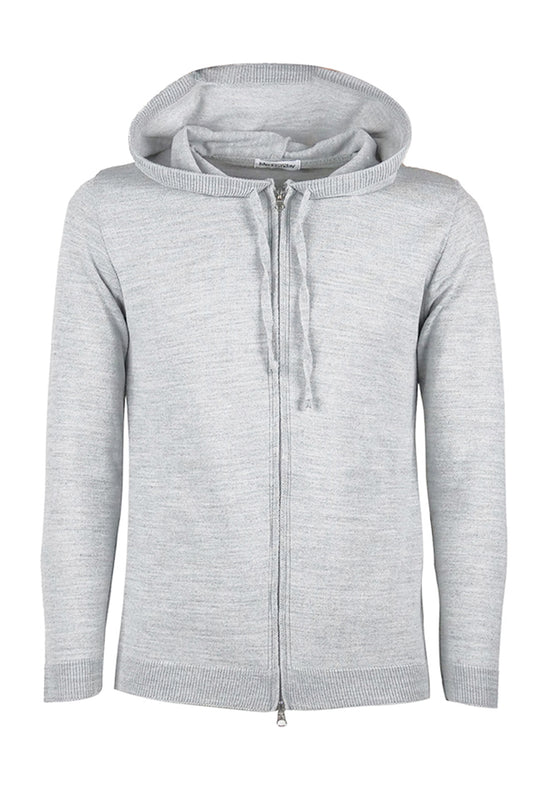 Maglia manica lunga Giacca con zip Felpa in Maglia con cappuccio - GRIGIO