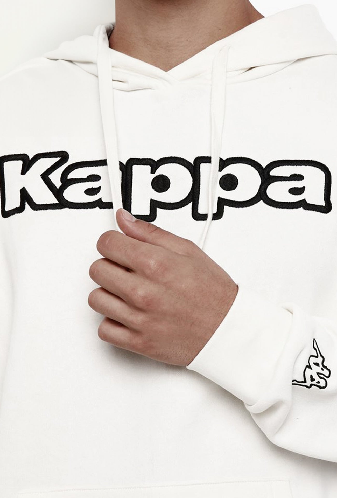 Felpa Uomo KAPPA Cotone Garzato Felpe Chiuse Invernali con cappuccio Logo Dafers Man BIANCO