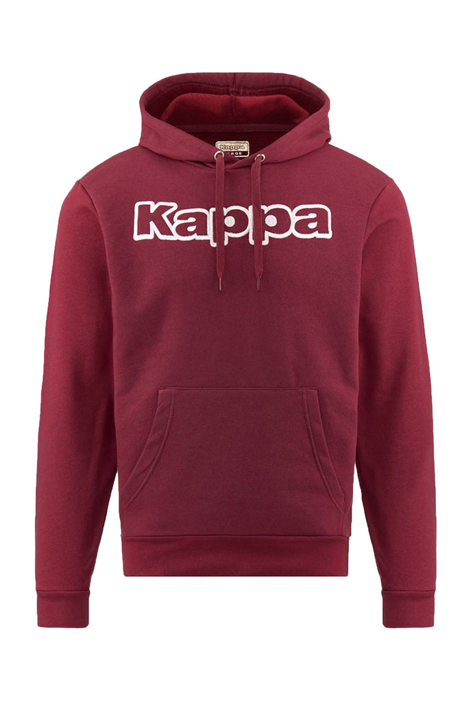 Felpa Uomo KAPPA Cotone Garzato Felpe Chiuse Invernali con cappuccio Logo Dafers Man BORDEAUX