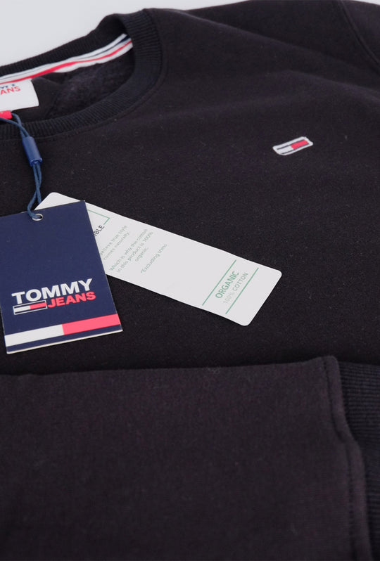 Felpa Uomo Tommy Jeans Felpe Tinta Unita girocollo felpata - NERO