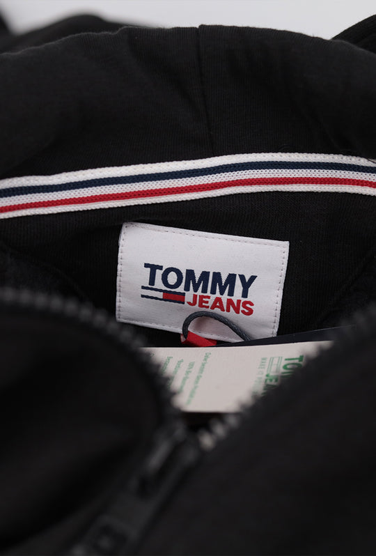 Felpa Uomo Tommy Jeans Felpe Tinta Unita Invernale Zip e cappuccio - NERO