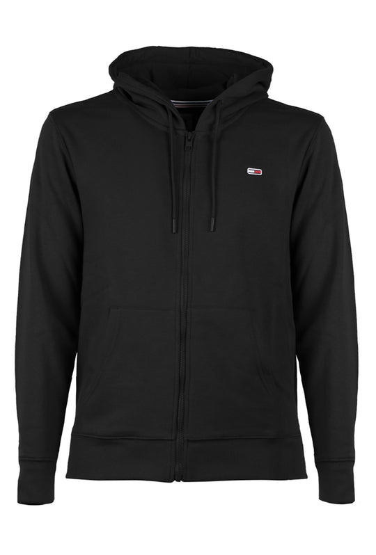 Felpa Uomo Tommy Jeans Felpe Tinta Unita Invernale Zip e cappuccio - NERO