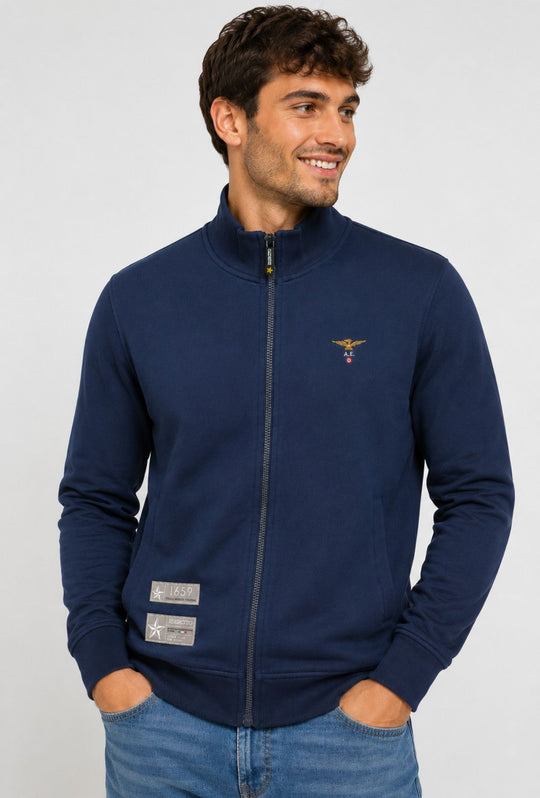 Felpa Uomo Zip Intera Aeronautica Militare- BLU NAVY