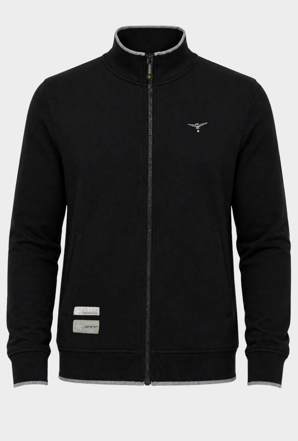 Felpa Uomo Zip Intera Accademia Militare-NERO