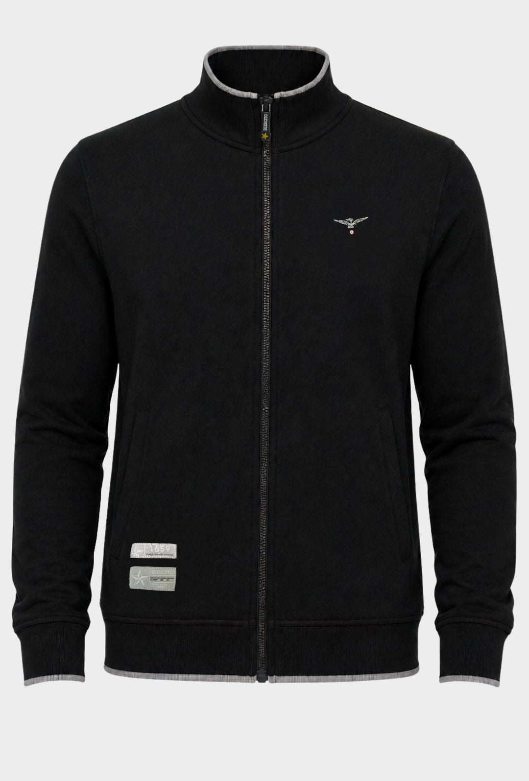 Felpa Uomo Zip Intera Accademia Militare-NERO