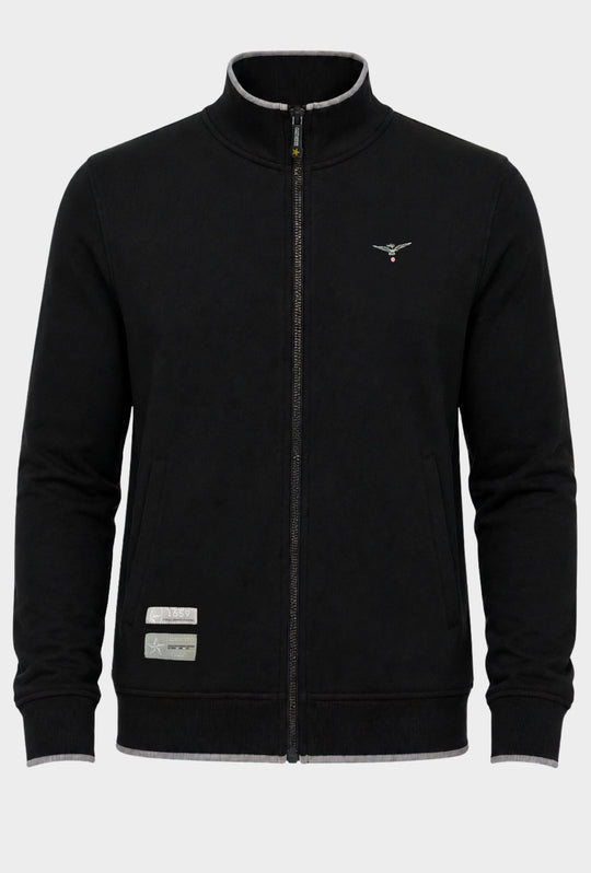 Felpa Uomo Zip Intera Accademia Militare-NERO