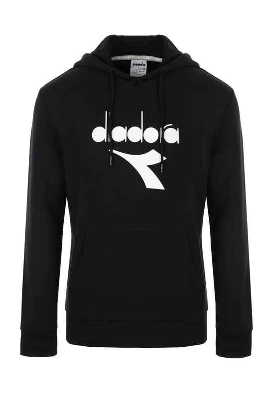 Felpa Uomo Diadora con cappuccio e stampa sul petto - NERO