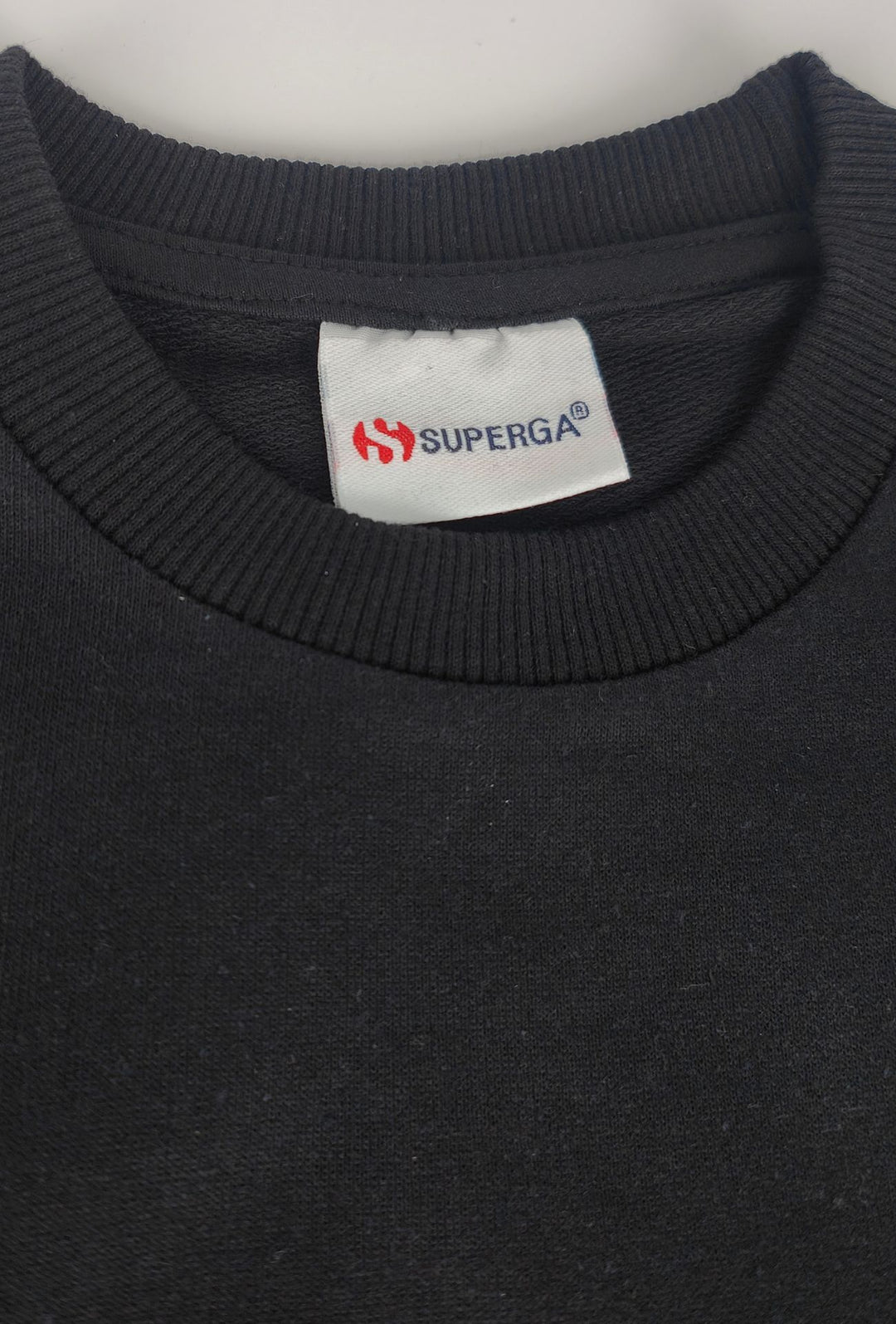 Felpa Uomo SUPERGA  Girocollo in Cotone con Logo Stampato Lato Cuore- NERO