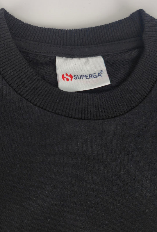 Felpa Uomo SUPERGA  Girocollo in Cotone con Logo Stampato Lato Cuore- NERO