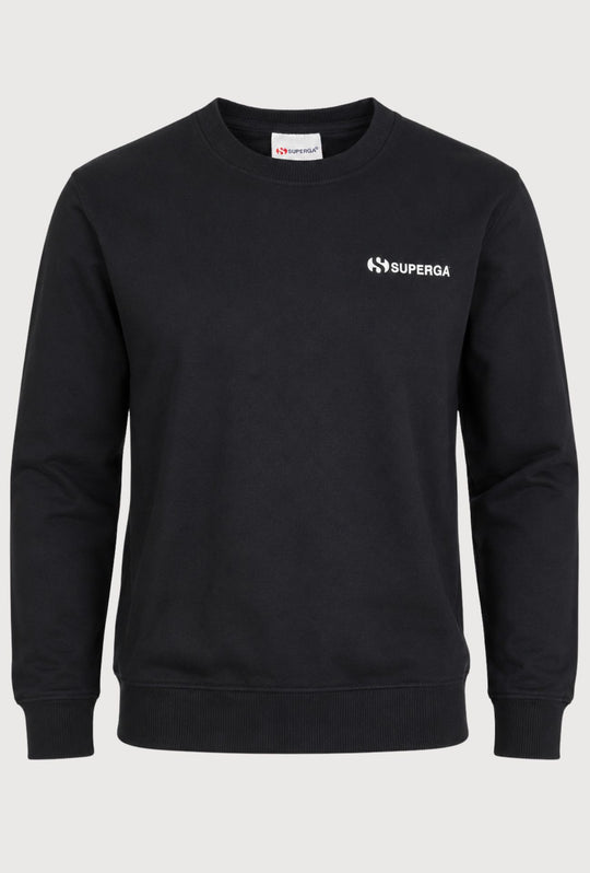 Felpa Uomo SUPERGA  Girocollo in Cotone con Logo Stampato Lato Cuore- NERO