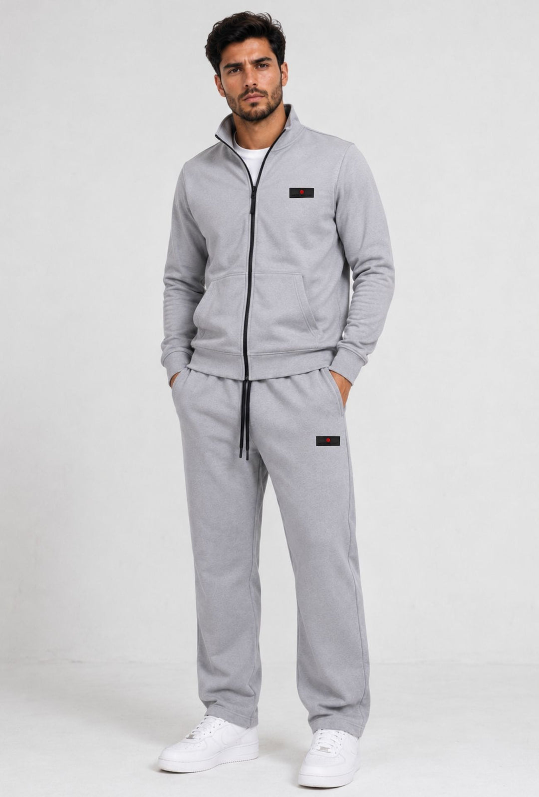 Felpa Full Zip MEED MILANO In Cotone logo Gommato Lato Cuore- GRIGIO