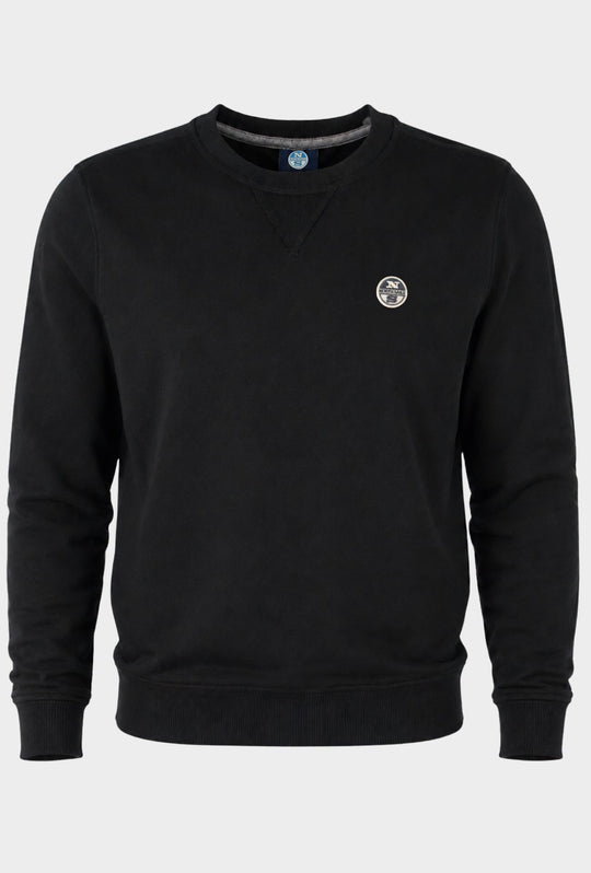 Felpa Uomo NORTH SAILS  Girocollo in 100% Cotone Logo ricamato lato cuore- NERO