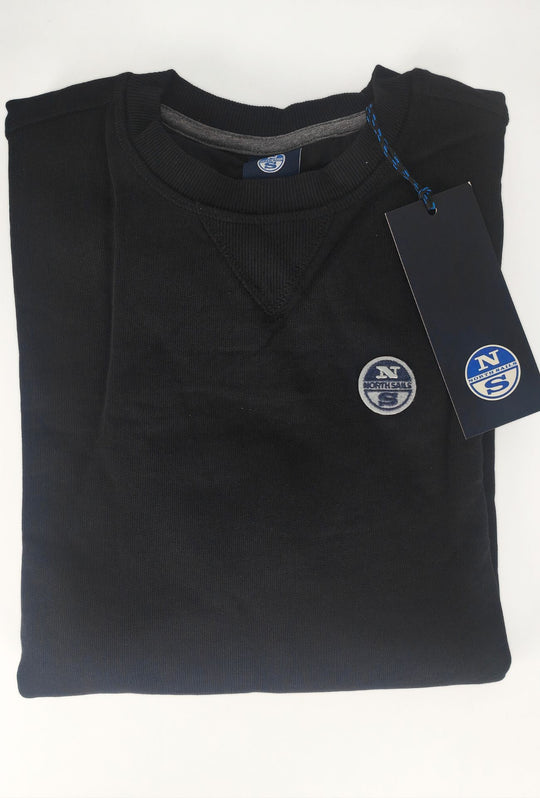 Felpa Uomo NORTH SAILS  Girocollo in 100% Cotone Logo ricamato lato cuore- NERO