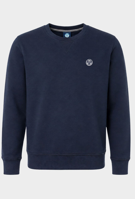 Felpa Uomo NORTH SAILS  Girocollo in 100% Cotone Logo ricamato lato cuore- BLU NAVY