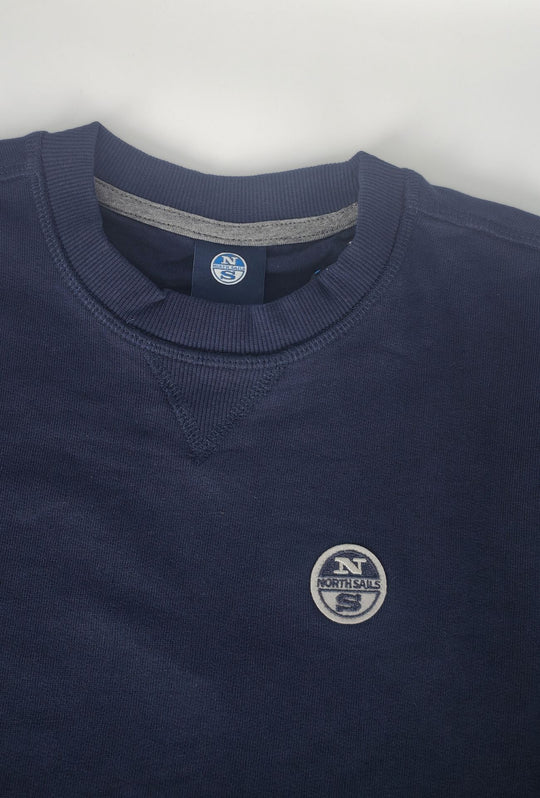Felpa Uomo NORTH SAILS  Girocollo in 100% Cotone Logo ricamato lato cuore- BLU NAVY