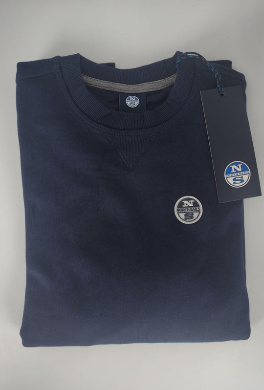 Felpa Uomo NORTH SAILS  Girocollo in 100% Cotone Logo ricamato lato cuore- BLU NAVY