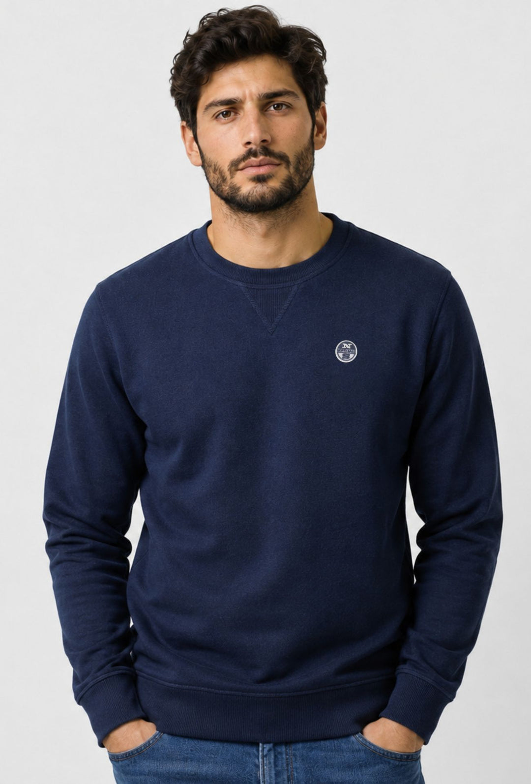 Felpa Uomo NORTH SAILS  Girocollo in 100% Cotone Logo ricamato lato cuore- BLU NAVY