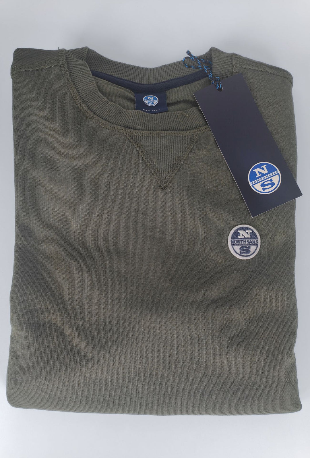 Felpa Uomo NORTH SAILS  Girocollo in 100% Cotone Logo ricamato lato cuore-  VERDE ARMY