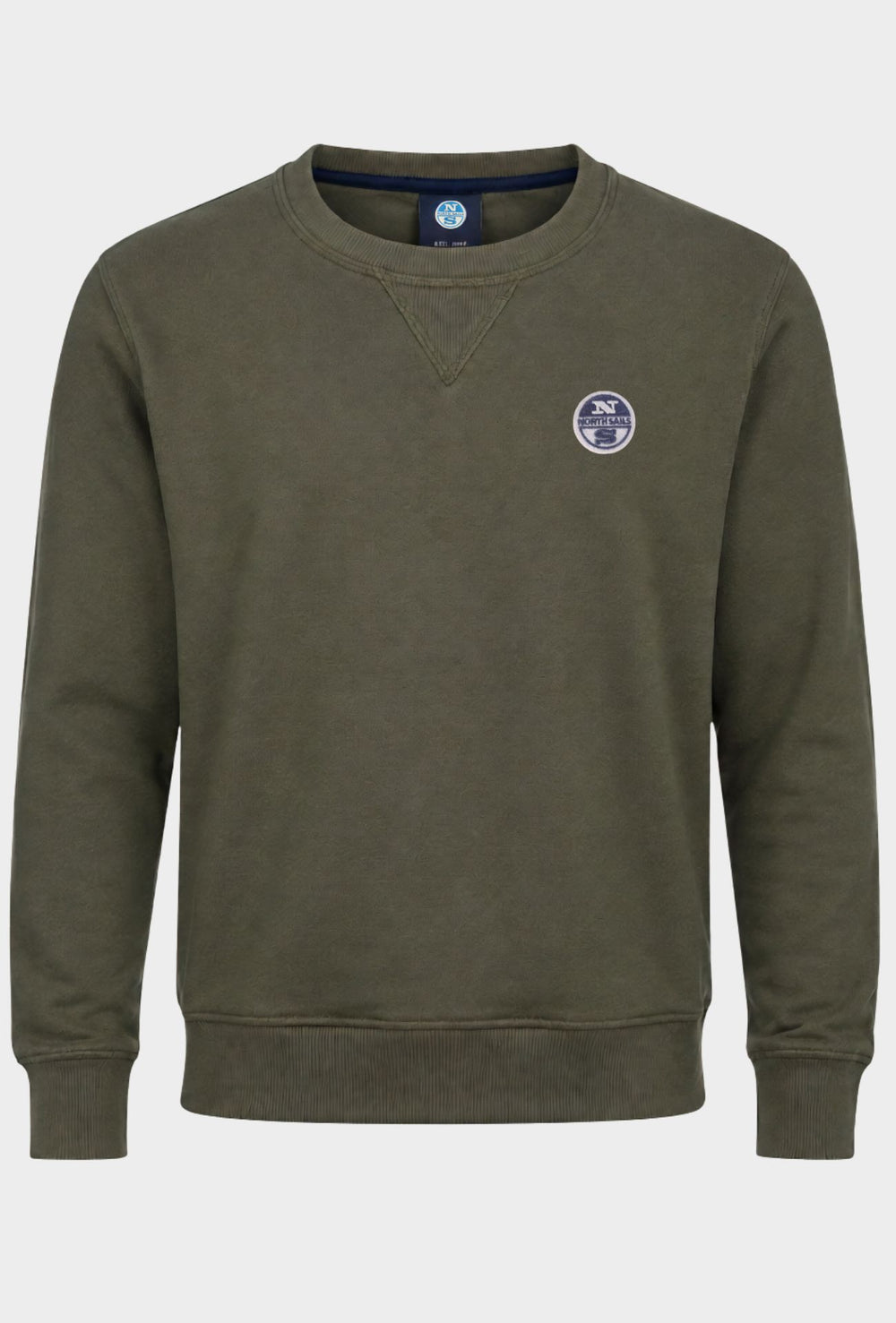 Felpa Uomo NORTH SAILS  Girocollo in 100% Cotone Logo ricamato lato cuore-  VERDE ARMY