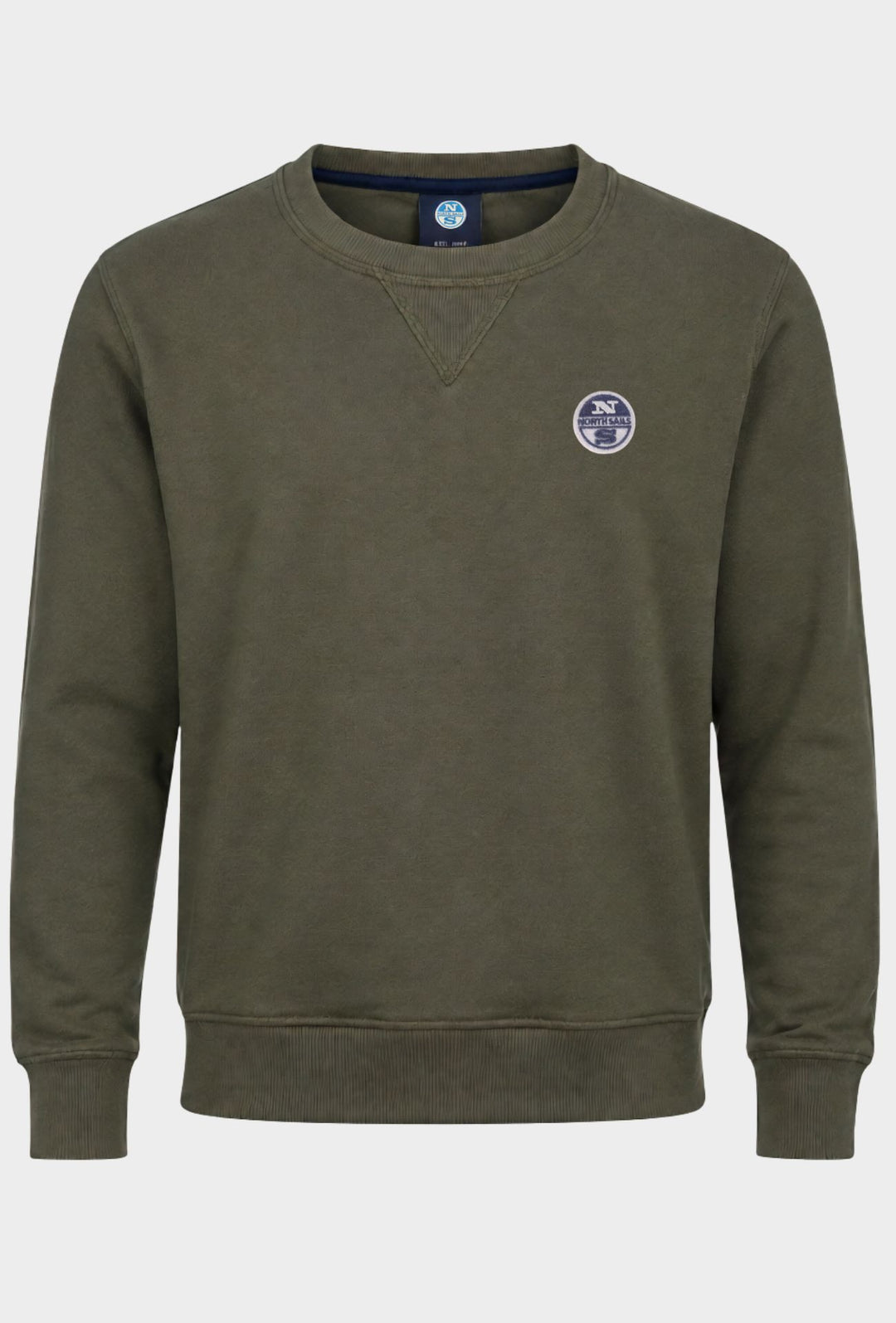 Felpa Uomo NORTH SAILS  Girocollo in 100% Cotone Logo ricamato lato cuore-  VERDE ARMY
