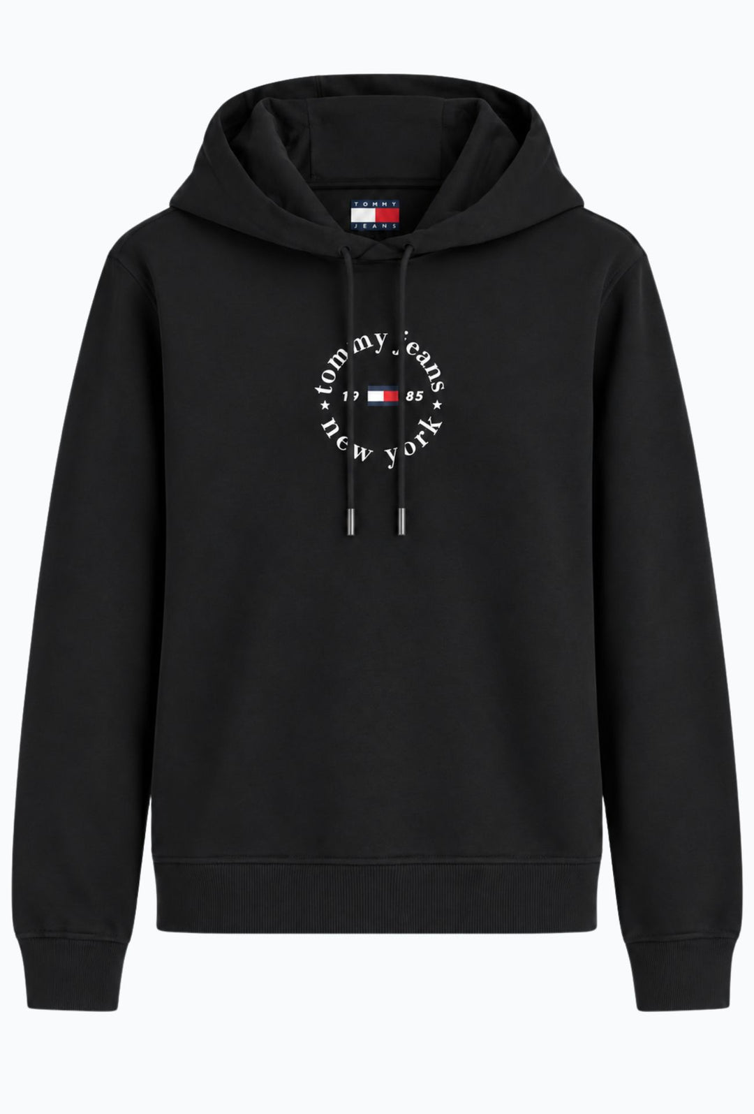 Felpa Donna Tommy Jeans in Cotone con Cappuccio Logo centrale stampato- NERO