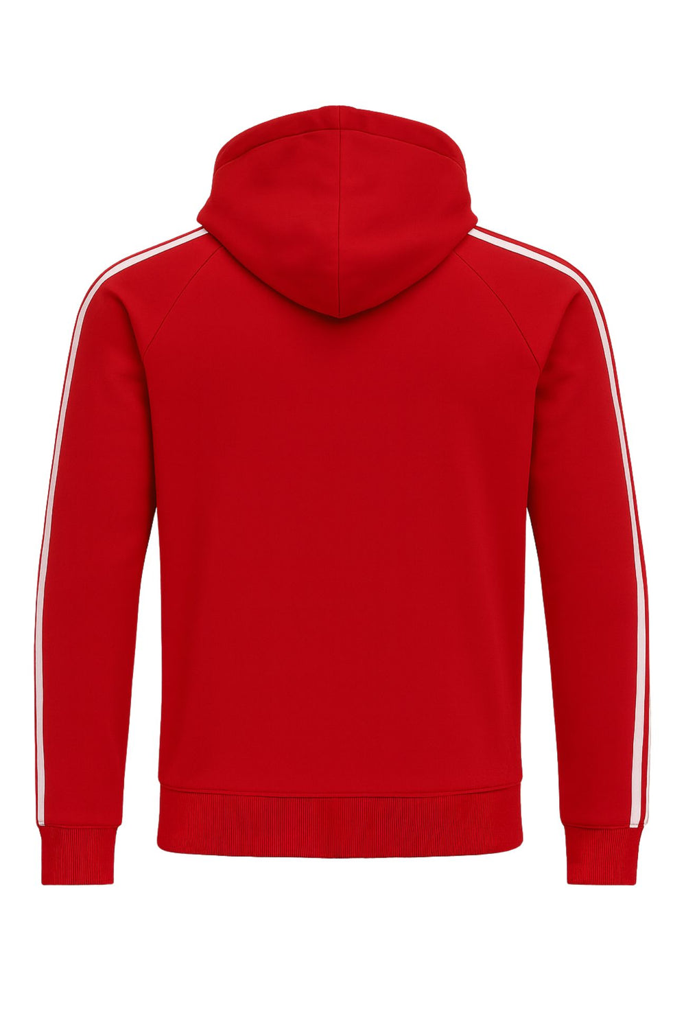 Felpa uomo cotone leggero zip e cappuccio bande sulle maniche - ROSSO