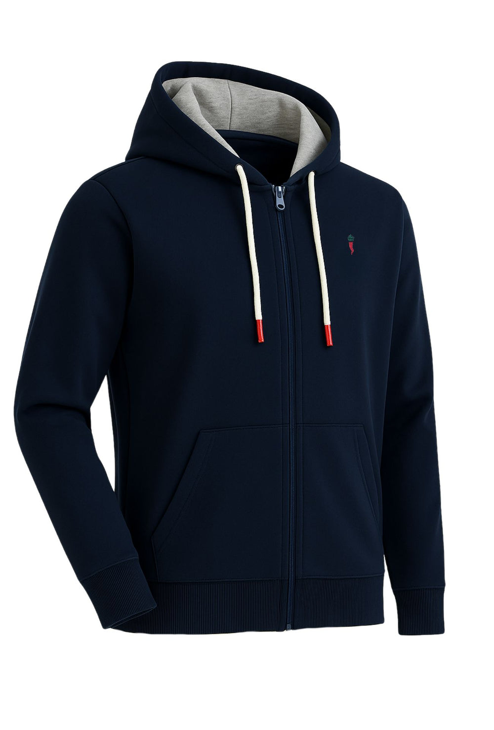 Felpa Uomo con Zip e cappuccio in cotone leggero - BLU