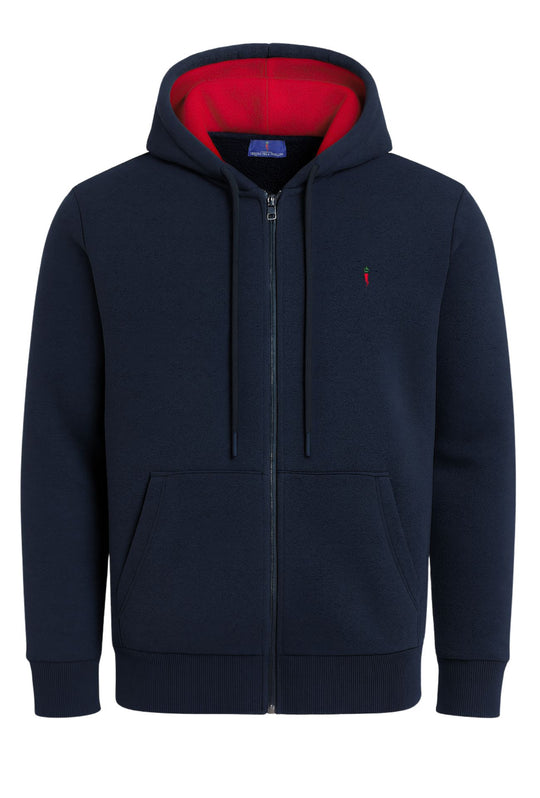 Felpa uomo felpata Full zip con cappuccio - BLU
