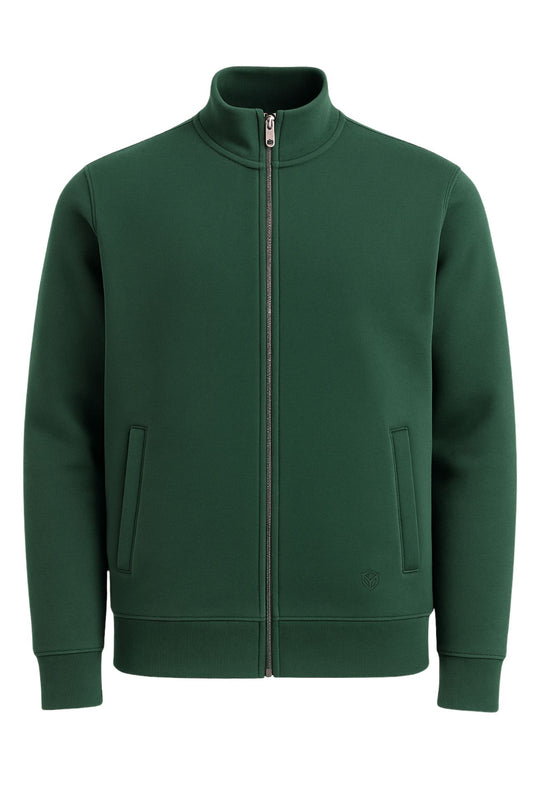 Felpa Uomo aperta con zip felpe invernali senza cappuccio - VERDE