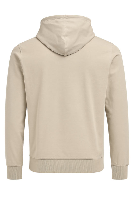 Felpa aperta uomo leggera con cappuccio e zip - BEIGE