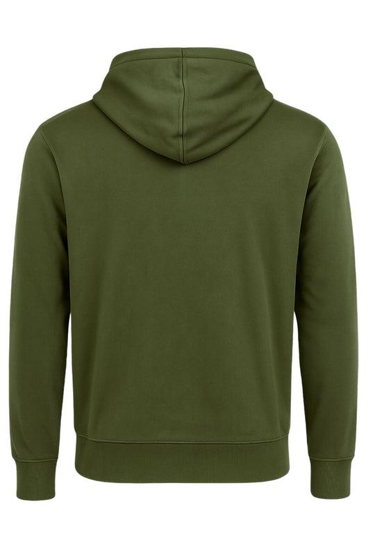 Felpa RIFLE  uomo con cappuccio e zip in 100% Cotone leggero - VERDE MILITARE