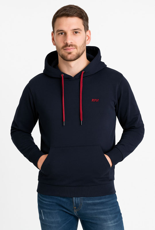 Felpa Uomo RIFLE chiusa con cappuccio cotone leggero - BLU