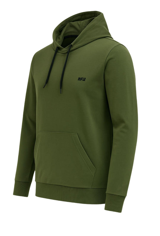 Felpa Uomo RIFLE chiusa con cappuccio cotone leggero - VERDE MILITARE