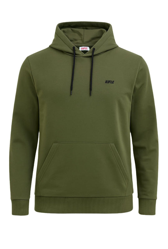 Felpa Uomo RIFLE chiusa con cappuccio cotone leggero - VERDE MILITARE