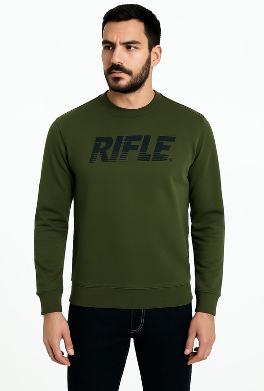 Felpa uomo RIFLE Girocollo leggero - VERDE MILITARE