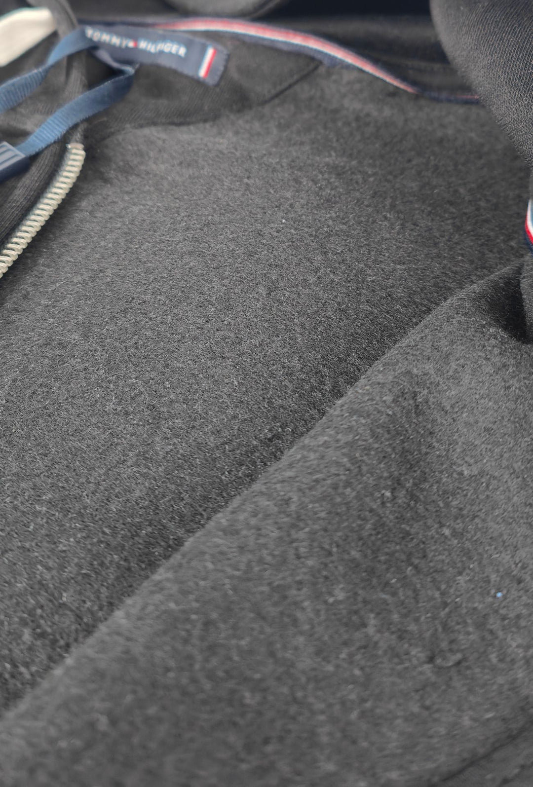 Felpa Uomo Full Zip con cappuccio TOMMY HILFIGER cotone felpato leggero- NERO