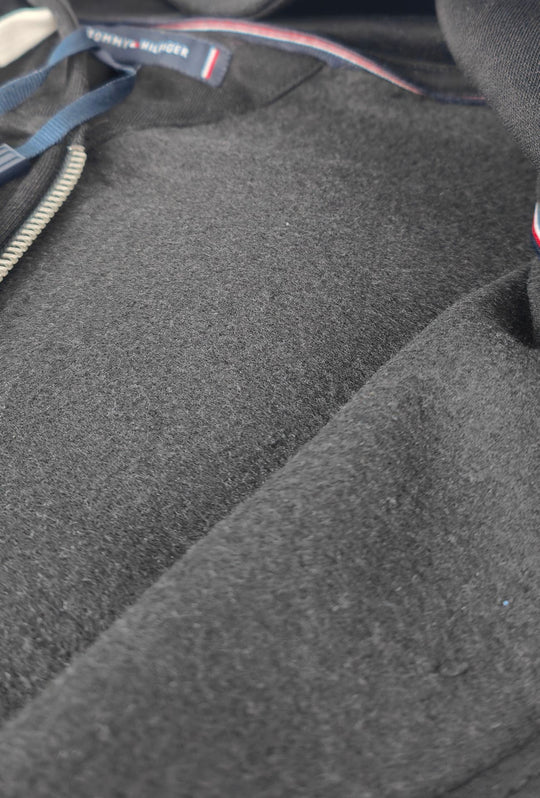 Felpa Uomo Full Zip con cappuccio TOMMY HILFIGER cotone felpato leggero- NERO