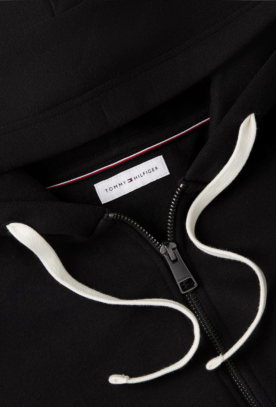 Felpa Uomo Full Zip con cappuccio TOMMY HILFIGER cotone felpato leggero- NERO