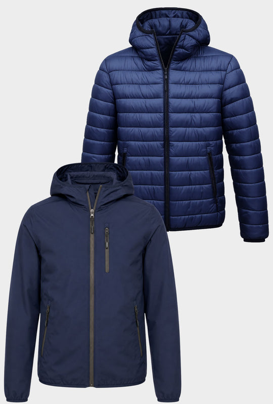Giubbotto Uomo Double Face Dresserd Piumino e tessuto tecnico - BLU