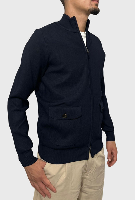 Maglia uomo giacca full zip con tasche dresserd - BLU