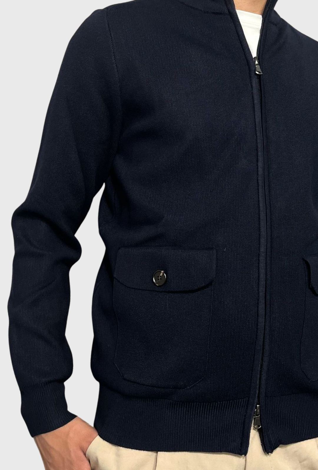 Maglia uomo giacca full zip con tasche dresserd - BLU