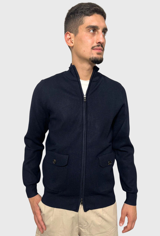 Maglia uomo giacca full zip con tasche dresserd - BLU