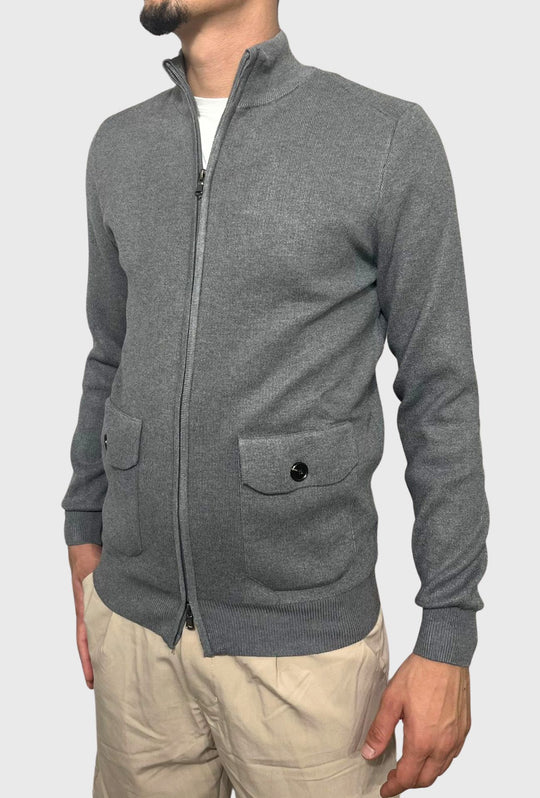 Maglia uomo giacca full zip con tasche dresserd - GRIGIO