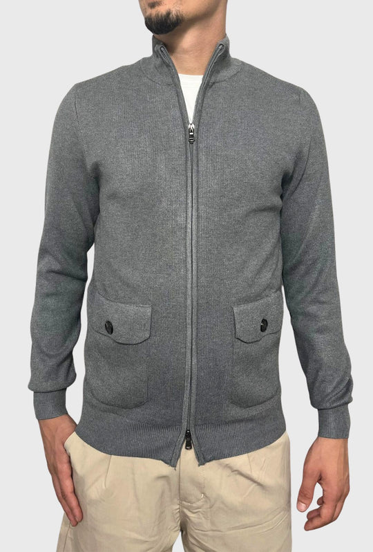Maglia uomo giacca full zip con tasche dresserd - GRIGIO