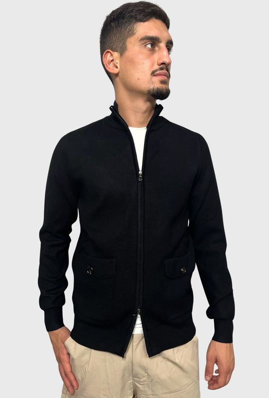 Maglia uomo giacca full zip con tasche dresserd - NERO